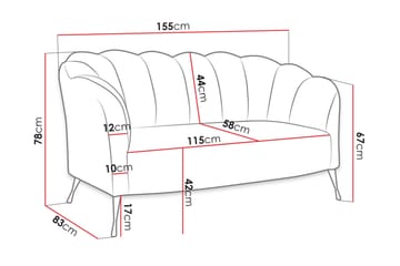 Adrial 2-sits Soffa - Sammet/Blå/Guld - Möbler - Soffa - Sammetssoffa