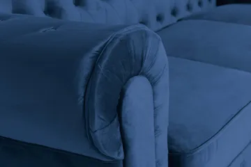 Chesterfield Lyx 3-sits Sammetssoffa - Djup soffa - Blå - Möbler - Soffa - Sammetssoffa