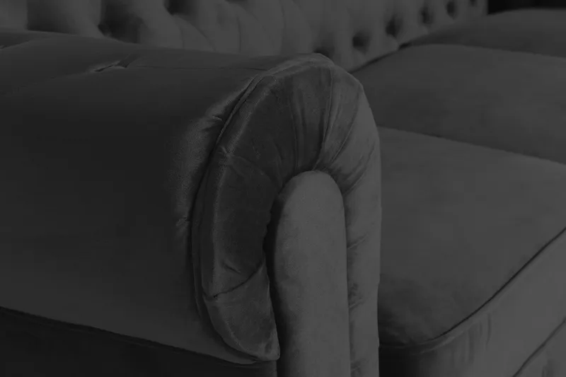 Chesterfield Lyx 3-sits Sammetssoffa - Djup soffa - Svart - Möbler - Soffa - Sammetssoffa