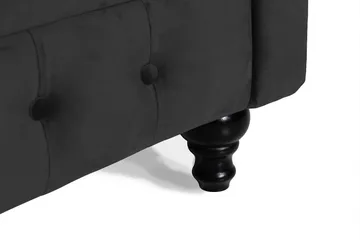 Chesterfield Lyx 3-sits Sammetssoffa - Djup soffa - Svart - Möbler - Soffa - Sammetssoffa