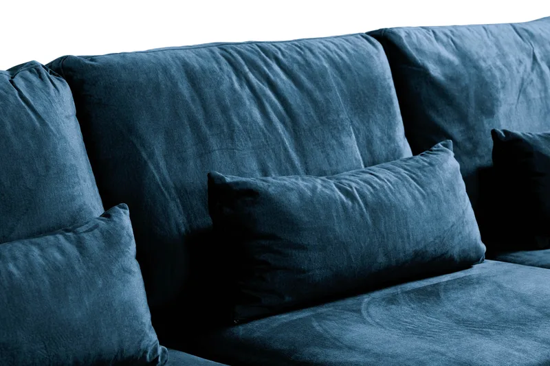 Copenhagen 5-sits Högervänd U-formad Soffa med Divan och Schäslong i Sammet - Blå - Möbler - Soffa - U-soffa