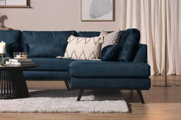 Copenhagen 5-sits Högervänd U-formad Soffa med Divan och Schäslong i Sammet - Blå - Möbler - Soffa - U-soffa
