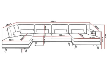 Copenhagen 5-sits Vänstervänd U-formad Soffa med Divan och Schäslong i Sammet - Mörkgrå - Möbler - Soffa - Sammetssoffa