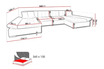 Dewitt 4-sits Hörnsoffa - Möbler - Soffa - Sammetssoffa