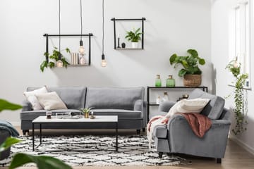 Howard soffa utan divan & schäslong Bloomington Howard Classic Sammetssoffa 3,5-sits Vera 2, Grå Sammet - Möbler - Soffa - 3 sits soffa