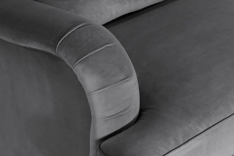 Howard soffa utan divan & schäslong Bloomington Howard Classic Sammetssoffa 3-sits Vera 2, Grå Sammet - Möbler - Soffa - 3 sits soffa