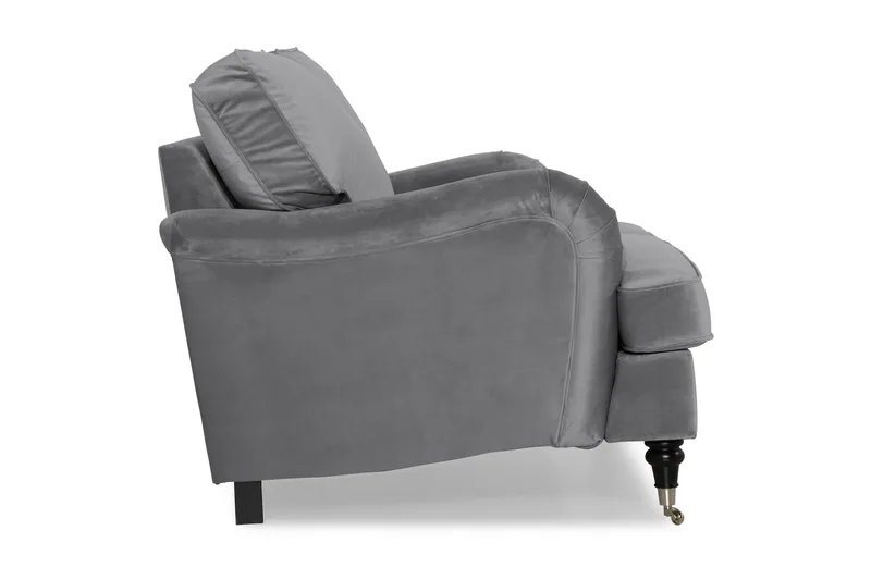 Howard soffa utan divan & schäslong Bloomington Howard Classic Sammetssoffa 3-sits Vera 2, Grå Sammet - Möbler - Soffa - 3 sits soffa