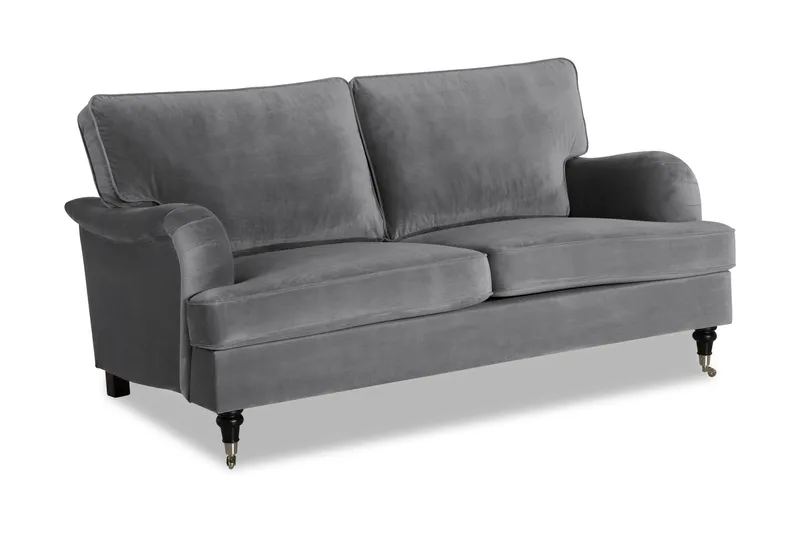 Howard soffa utan divan & schäslong Bloomington Howard Classic Sammetssoffa 3-sits Vera 2, Grå Sammet - Möbler - Soffa - 3 sits soffa
