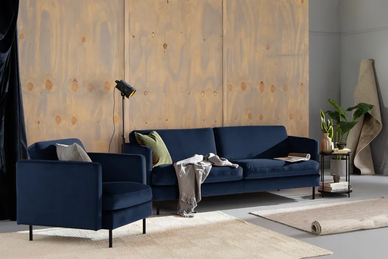 Teodin Sammetssoffa 3-sits - Blå - Möbler - Soffa - Sammetssoffa