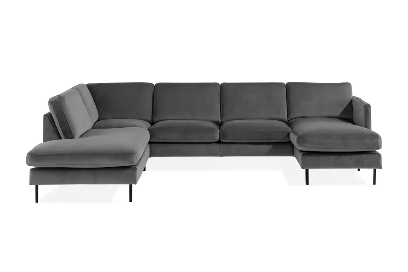 Teodin U-soffa med Divan Sammet Höger - Ljusgrå - Möbler - Soffa - Sammetssoffa