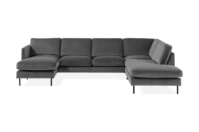 Teodin U-soffa med Divan Sammet Vänster, Ljusgrå