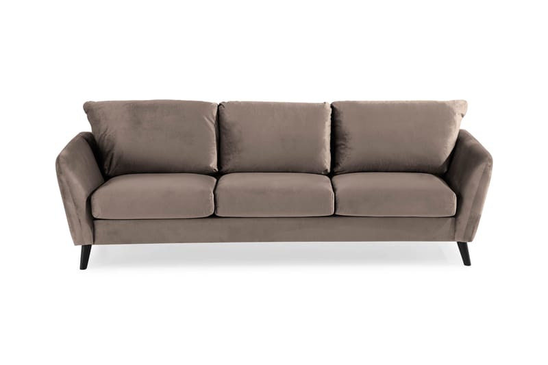 Trend 3-sits Rektangulär Sammetssoffa med Svängda Armstöd, Taupe