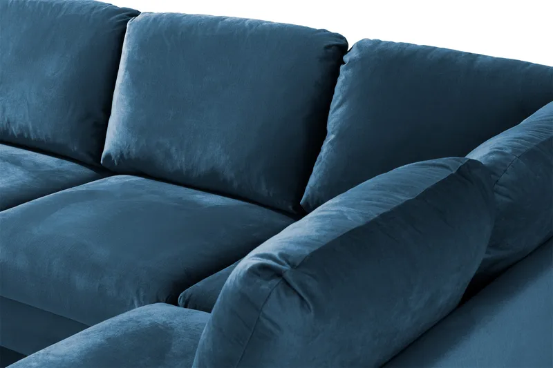 Trend 4-sits Högervänd U-formad Soffa med Divan och Schäslong i Sammet - Blå - Möbler - Soffa - Sammetssoffa
