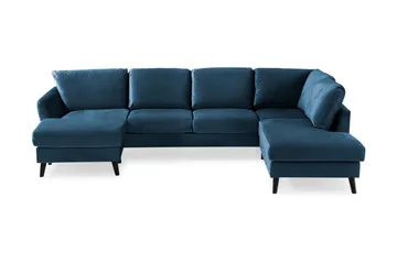 Trend 4-sits Högervänd U-formad Soffa med Divan och Schäslong i Sammet - Blå - Möbler - Soffa - Sammetssoffa