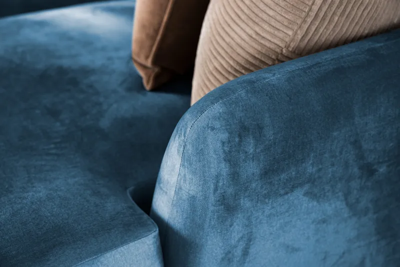 Trend 4-sits Högervänd U-formad Soffa med Divan och Schäslong i Sammet - Blå - Möbler - Soffa - Sammetssoffa