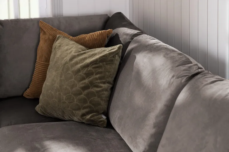 Trend 4-sits Högervänd U-formad Soffa med Divan och Schäslong i Sammet - Brun - Möbler - Soffa - Sammetssoffa