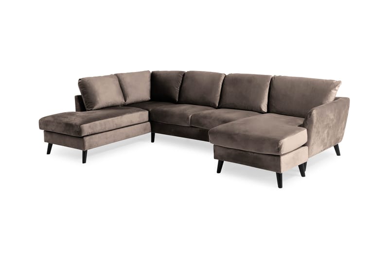 Trend 4-sits Vänstervänd U-formad Soffa med Divan och Schäslong i Sammet - Brun - Möbler - Soffa - Sammetssoffa