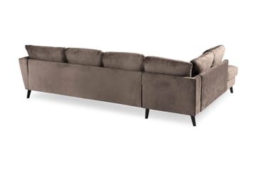 Trend 4-sits Vänstervänd U-formad Soffa med Divan och Schäslong i Sammet - Brun - Möbler - Soffa - Sammetssoffa