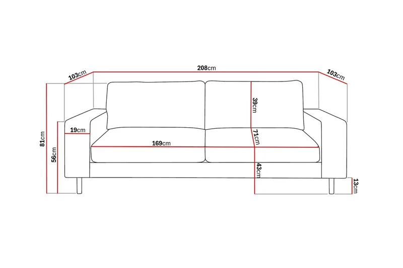 Scandi Djup 3-sits Soffa i Manchester - Brun - Möbler - Soffa - 3 sits soffa