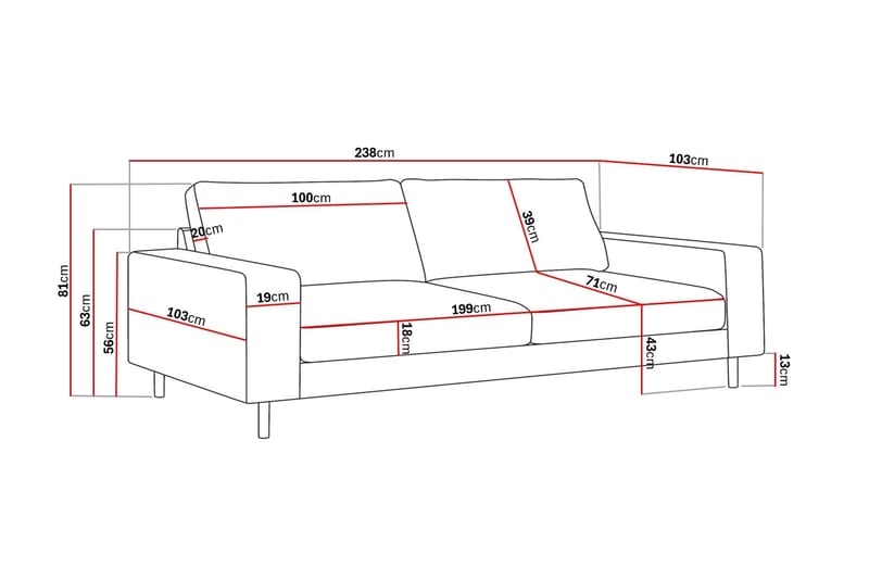 Scandi Djup 4-sits Soffa i Chenille - Mörkbeige - Möbler - Soffa - 4 sits soffa