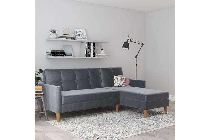 Schäslong Lilly Antracit, Sammet - Antracit, Sammet - Möbler - Soffa - Divansoffor & schäslongsoffa