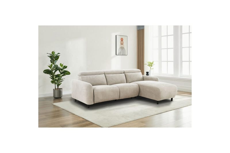 Skaane 3-sits Höger L-formad Hörnsoffa med Recliner i Manchester - Vit - Möbler - Soffa - Biosoffa & reclinersoffa