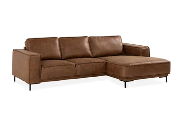 Akron 2-sits Soffa med Divan Höger Bondedläder - Brun - Möbler - Soffa - Skinnsoffor