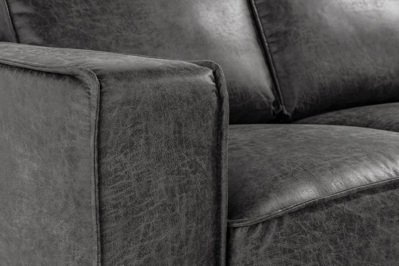 Akron 2-sits Soffa med Divan Höger Bondedläder - Mörkgrå - Möbler - Soffa - Skinnsoffor