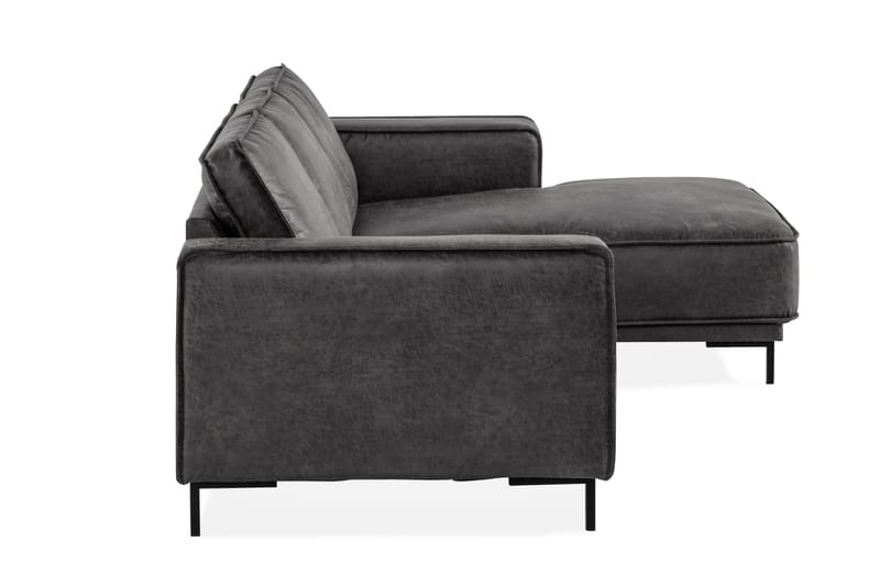 Akron 2-sits Soffa med Divan Höger Bondedläder - Mörkgrå - Möbler - Soffa - Skinnsoffor