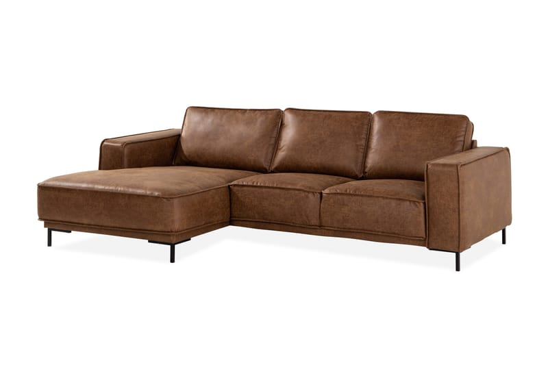 Akron 2-sits Soffa med Divan Vänster Bondedläder - Brun - Möbler - Soffa - Skinnsoffor