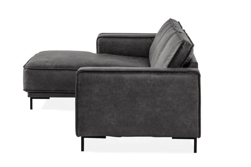 Akron 2-sits Soffa med Divan Vänster Bondedläder - Mörkgrå - Möbler - Soffa - Skinnsoffor