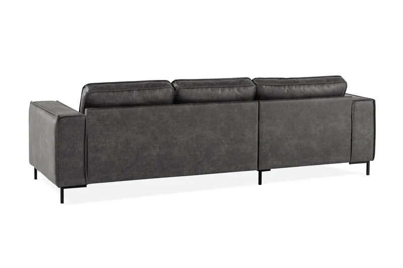 Akron 2-sits Soffa med Divan Vänster Bondedläder - Mörkgrå - Möbler - Soffa - Skinnsoffor