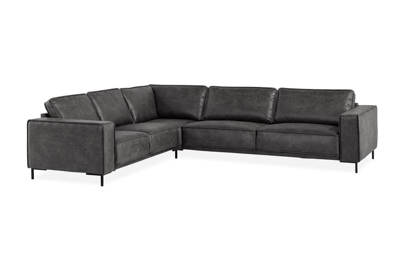 Akron Hörnsoffa Bondedläder - Mörkgrå - Möbler - Soffa - Skinnsoffor