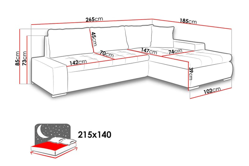 Irja Divanbäddsoffa 3-sits Vändbar - Svart - Möbler - Soffa - Skinnsoffor