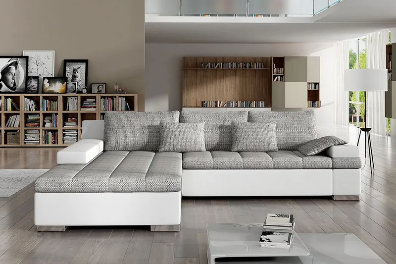 Naoma Divanbäddsoffa 310x175x83 cm - Grå - Möbler - Soffa - Skinnsoffor