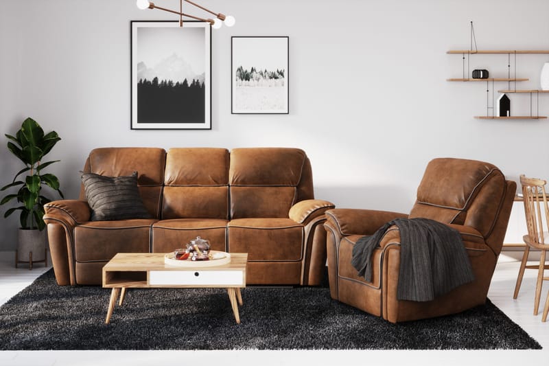 Saranda 3-sits Soffa - Brun - Möbler - Soffa - Biosoffa & reclinersoffa - 3 sits biosoffa & reclinersoffa