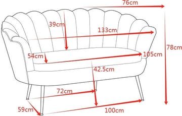 Soffa 2-sits brun sammet med kromade ben - Brun - Möbler - Soffa - Sammetssoffa