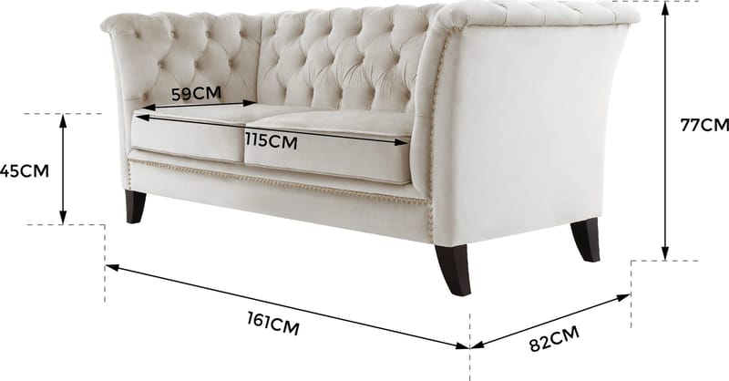 Soffa 2-sits chesterfield beige - Milton - Beige - Möbler - Soffa - 2 sits soffa