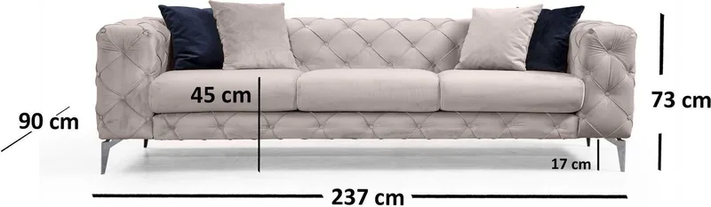 Soffa 3-sits - 237 cm - Beige - Möbler - Soffa - 2 sits soffa