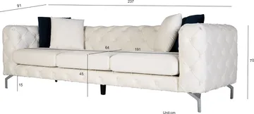 Soffa 3-sits - 237 cm - Beige - Möbler - Soffa - 2 sits soffa