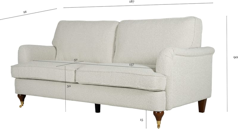 Soffa Howard 2-sits i bouclé 187 cm - Vit - Möbler - Soffa - 2 sits soffa