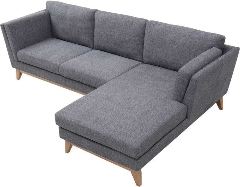Soffa med divan grått tyg - 260 cm bred - grå - Möbler - Soffa - Divansoffor & schäslongsoffa