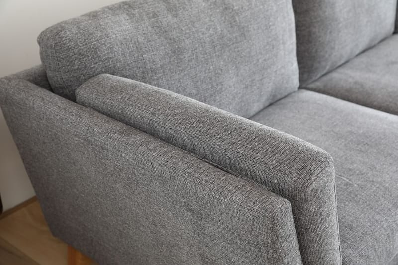 Soffa med divan grått tyg - 260 cm bred - grå - Möbler - Soffa - Divansoffor & schäslongsoffa