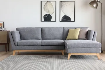 Soffa med divan grått tyg - 260 cm bred - grå - Möbler - Soffa - Divansoffor & schäslongsoffa