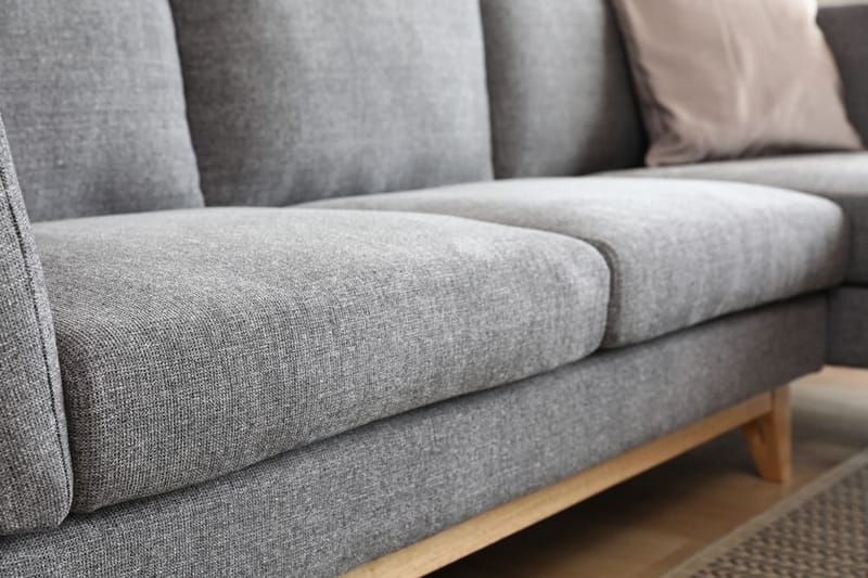 Soffa med divan grått tyg - 260 cm bred - grå - Möbler - Soffa - Divansoffor & schäslongsoffa