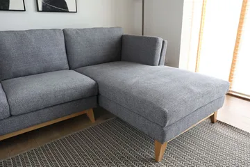 Soffa med divan grått tyg - 260 cm bred - grå - Möbler - Soffa - Divansoffor & schäslongsoffa