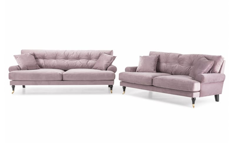 Andrew 5-sits Howard Soffgrupp med Hjul och Knappdetaljer i Tyg, Rosa