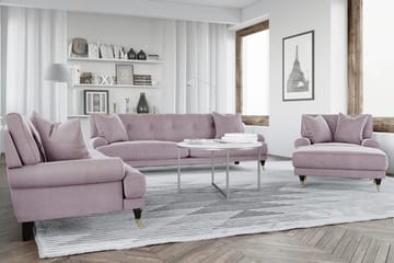 Andrew 5-sits Howard Soffgrupp med Hjul och Knappdetaljer i Tyg - Rosa - Möbler - Soffa - Soffgrupp - Soffgrupp 3 2 1