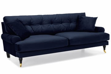 Andrew Howard 2-sits Soffgrupp med Fotpall och Hjul i Sammet - Blå - Möbler - Soffa - Soffgrupp - Soffgrupp 3 2 1