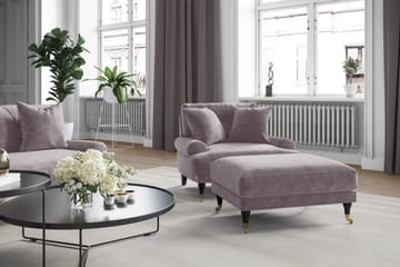Andrew Howard Soffgrupp 102 cm med Fotpall och Hjul i Sammet - Lila - Möbler - Soffa - Soffgrupp - Soffgrupp 3 2 1